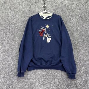 Pleasant Shade Sweater Womens 2X Blue Angel Christmas Embroidered Pullover
